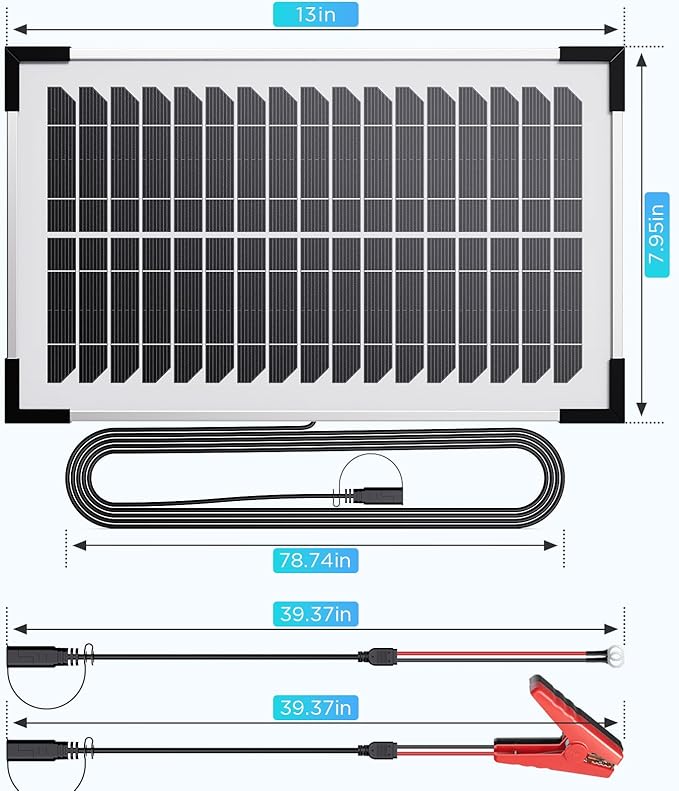 15W Solar Battery Maintainer, 2PCS 7.5W 12V/24V Waterproof Solar Battery Charger with Smart Controller, Low-Iron Tempered Glass Solar Panel for 12V LiFePO4 Battery Dump Trailer Automotive Boat