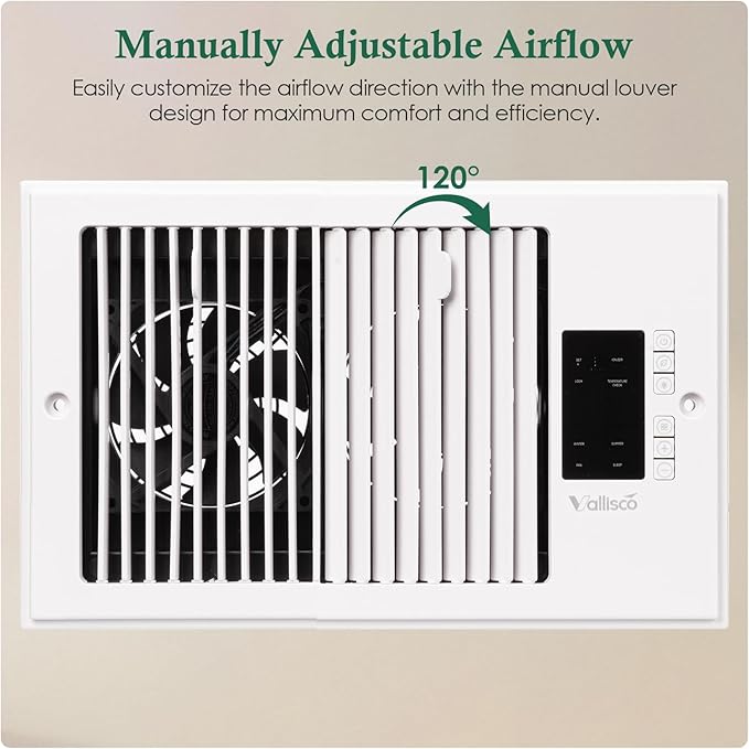 Register Booster Fan 6" x 10" with Negative Ion, Manual Airflow Direction Control, Quiet 10-Speed Heating Cooling AC Vent Fan with Remote & Thermostat Control for Wall Floor, White