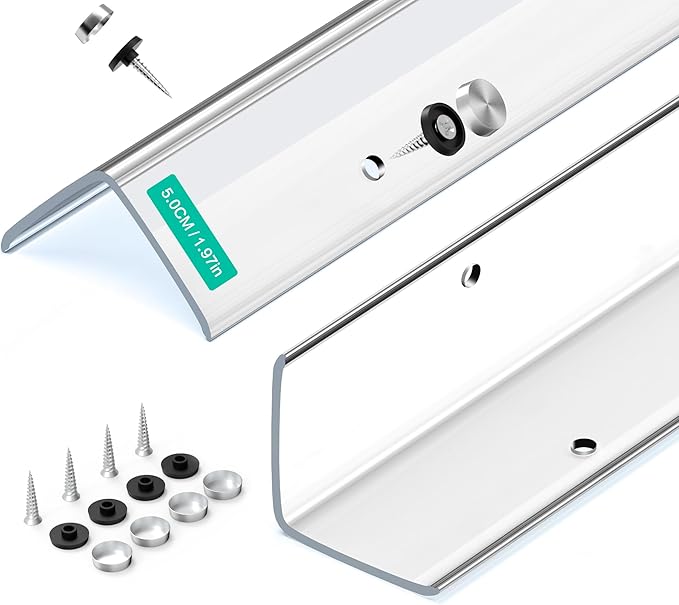 ‎Frychee Wall Corner Protector, Walls Edge Protector，Self-Adhesive Wall Corner Guards, PVC Double Side Edge Protector, Furniture Stairs Guard (Clear Screw Fixing, 2pcs x 47.2" L x 1.97" W)