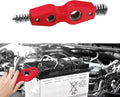 4 in 1 Car Battery Cleaning Brush, Battery Terminal Brush, Anti-Rust Auto Battery Cleaner with Steel Wire, Car Accessories Vehicle Machine Parts Cleaning Tools Fit for Auto Marine (Red)