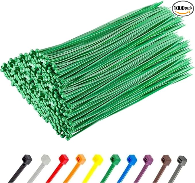 GTSE 14 Inch Green Heavy Duty Zip Ties, 1,000 Bulk Pack, 120lb Strength, UV Resistant Nylon Cable Ties, Self-Locking 14" Tie Wraps