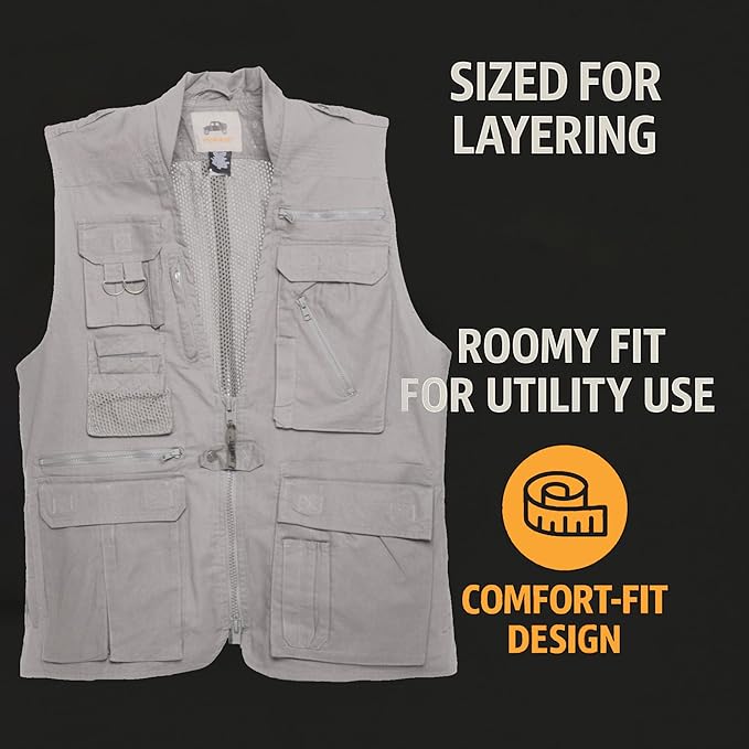 Humvee Utility Vest with 21 Pockets -Travel, Safari, Hunting, Camping, 100% Cotton, Tactical Jacket for Men & Women