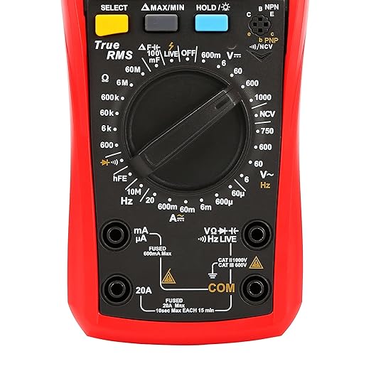 UNI-T Digital Multimeter Tester UT890D+ True RMS 6000 Counts Live Test Volt Ohm Meter, Voltage Ac Dc Current Amp Capacitor Tester hFE Diode Continuity NCV for Automotive HVAC