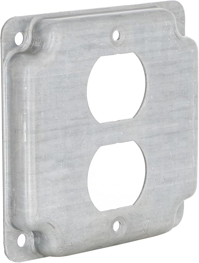 Hubbell-Raco 902C 1 Duplex Receptacle 4-Inch Square Exposed Work Cover, Silver
