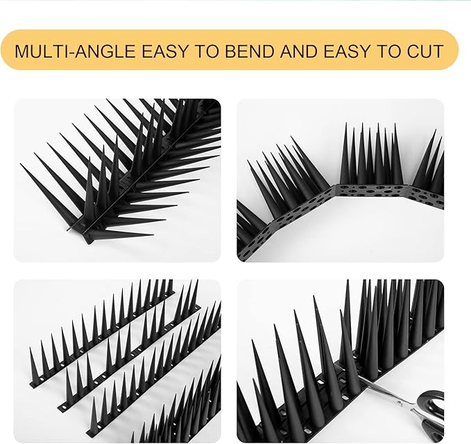 OFFO Bird Spikes Pigeon Outdoor Spikes for Cat Keep Birds Raccoon Woodpecker Away Covers 20 Feet(6.1m), Black