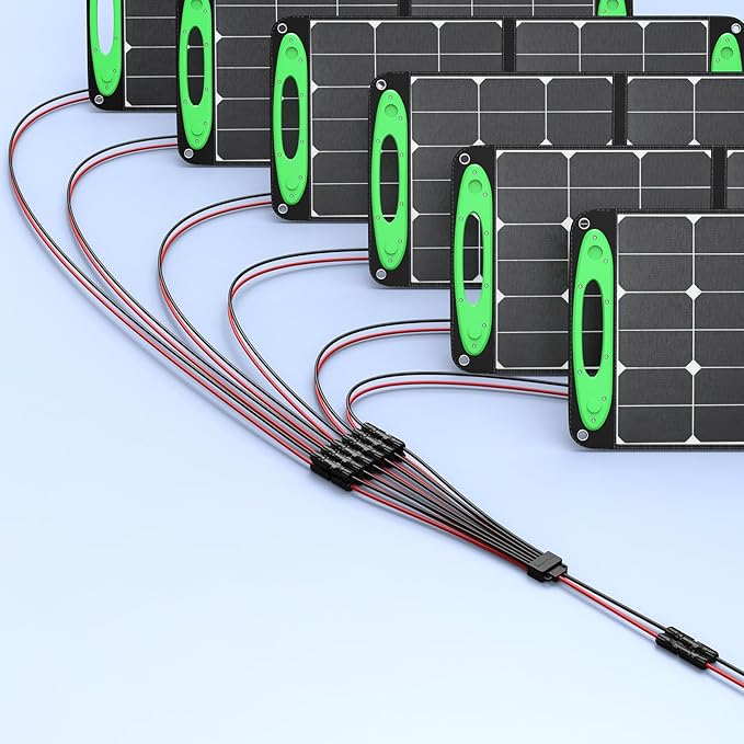 Bateria Power Solar Connectors for 6 Solar Panels, IP68 Waterproof Solar Panel Connectors Splitter, 12 to 2 Y Branch Parallel Adapter for Solar Cable Extension