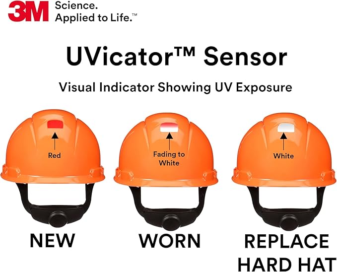 3M Hard Hat SecureFit H-700 Series Cap Style Safety Helmet with Uvicator Sensor, 4-Point Pressure Diffusion Ratchet Suspension