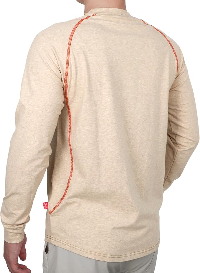 TICOMELA FR T-Shirt, Flame Resistant, Stretch Fit, Hidden Pocket, 6oz Crew Neck Work Shirt for Men 100% Cotton