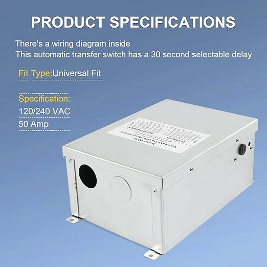 RV Automatic Transfer Switch, 120/240 VAC, 50 Amp, Automatic Transfer Relay Switch for RV, Speedboats