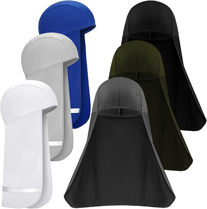 Loopeer 6 Pieces Hard Hat Sun Shade Cooling Skull Cap Neck Shade Sun Protector Skull Cap Liner for Men Women