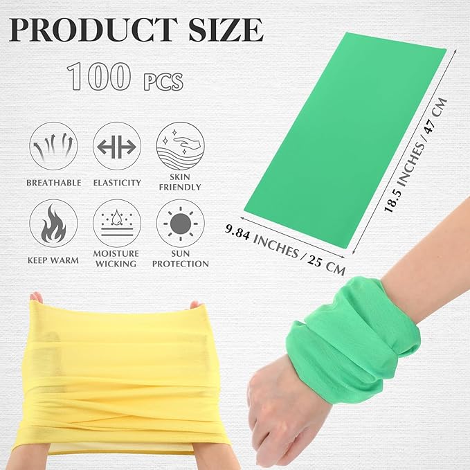 Bonuci 100 Pcs Neck Gaiter Bulk Seamless Neck Gaiter Face Coverings Breathable Elastic Headwear Bandana for Women Men