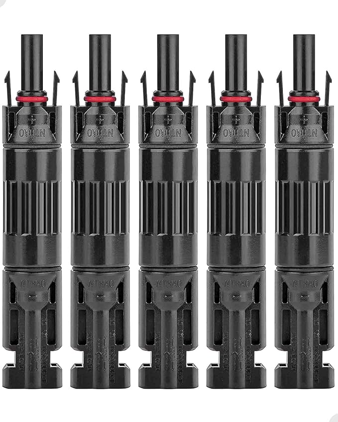 Jtron 5 PCS PV Solar Panel Connector Male/Female 30A Built-in Diode Inline Fuse Solar Wire Connectors Waterproof Anti-backflow
