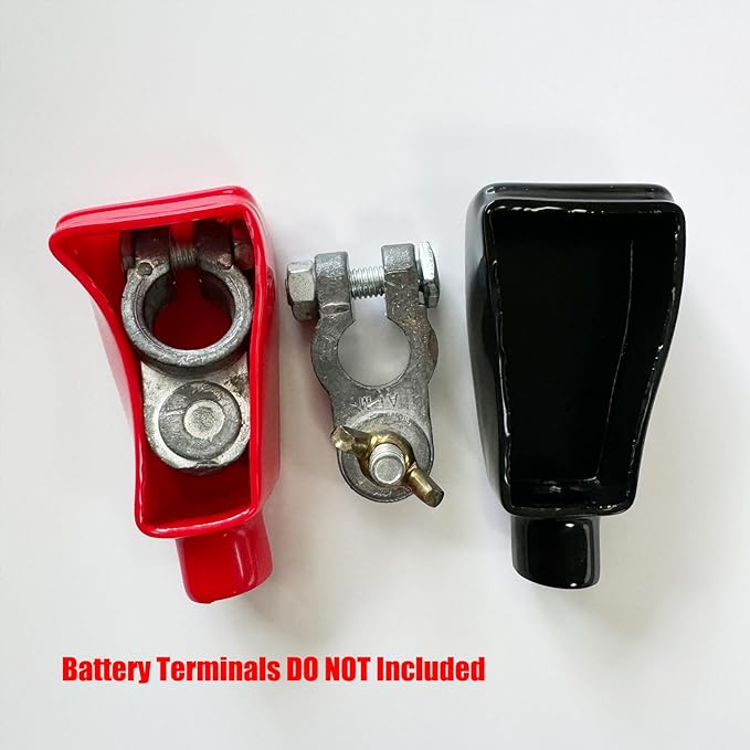 Ampper Top Post Flexible Battery Terminal Cover, Battery Terminal Clamp Insulator Protector W/Washers for Car, Vehicle, RV and Boat (Large, 2 Sets)
