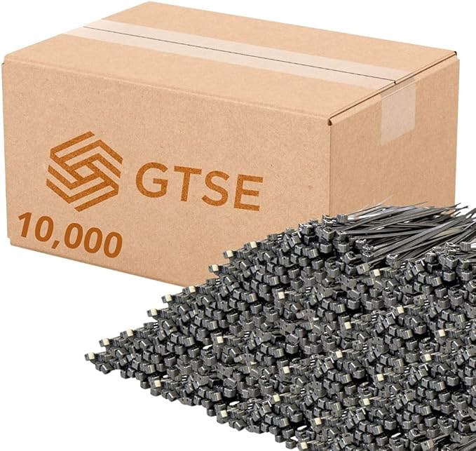 GTSE 8 Inch Silver/Gray Zip Ties, 10,000 Bulk Pack, 18lb Strength, UV Resistant Small Nylon Grey Cable Ties, Self-Locking 8" Tie Wraps