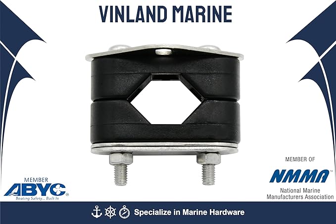 Vinland Marine Nylon Boat Rail Mount Brackets Fit 7/8" ~ 1" Tube Stainless Steel Mount Plate, Boat Navigation Accessories, Pontoon Rail Mount, Boat tubing Accessories, Boat Grill mounting Cleat