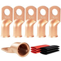 6pcs 2 Awg - 3/8" (M10) Sanuke Wire Lugs Ring Terminal Connectors Ends Heavy Duty for Battery Cable Lug Wire Electrical Eyelets with 3:1 Dual Wall Adhesive Heat Shrink