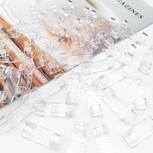 Quacc 40 PCS Clear Cable Management Clips, Self Adhesive Cable Tidy Wire Clips, Wire Holders for PC, Ethernet, TV, Car, Christmas Light