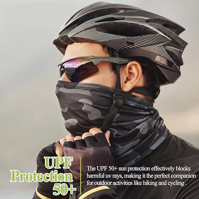 SATINIOR Summer Camo Neck Gaiter UV Protection Cooling Face Mask Sun Hood Bandanas for Men Women Sunscreen Breathable Bandana