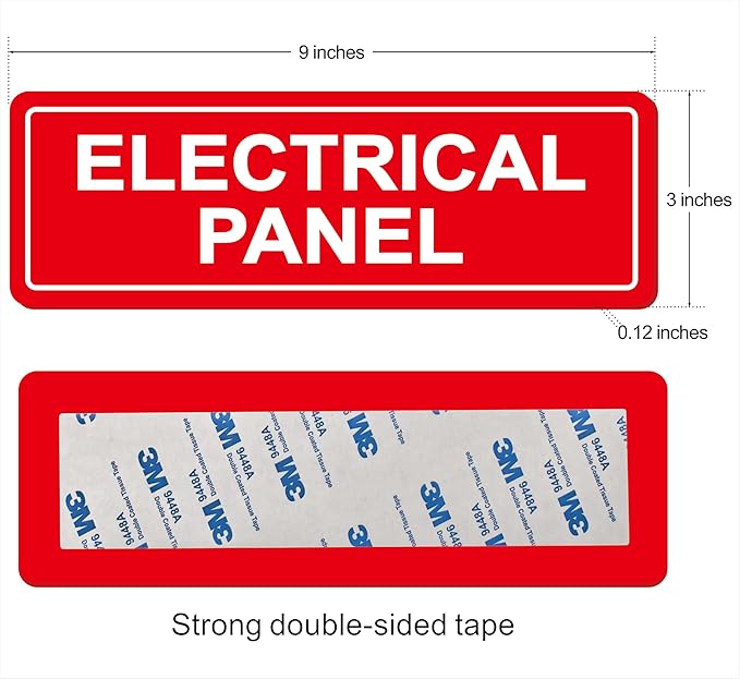 Electrical Panel Sign - Made from Premium Durable Acrylic Material, Super Strong Self-Adhesive, QuickInstallation, Perfect for Your Business and Home (9x3 Inches, Red)