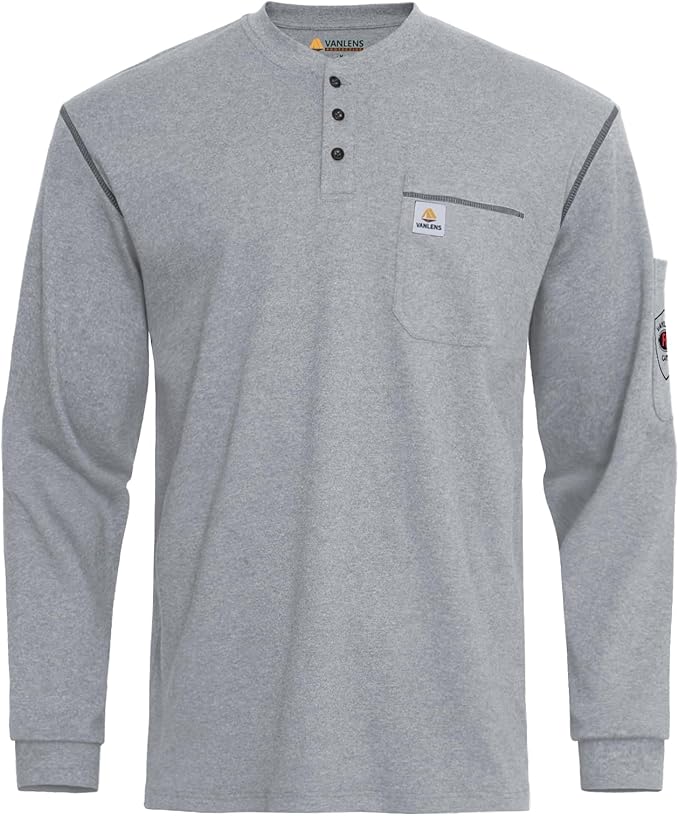 FR Shirts for Men CAT2/HRC2 Flame Resistant Shirts 6.5oz Light Weight Long Sleeve Fire Retardant Shirts