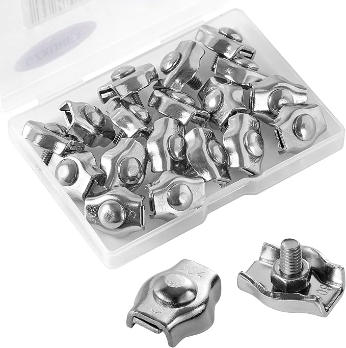 M3 Wire Rope Cable Clip Clamp,304 Stainless Steel Simplex Single Bolt Cable Clamps (18Pcs),1/8 Inch Wire Clamps for 1.5mm-3mm Wires/Stainless Steel Cables/Wire Ropes/Plastic Cables
