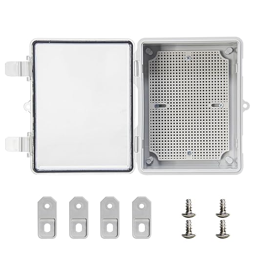 Waterproof Electrical Junction Box Outdoor ABS Plastic Electrical Box with Latch with Mounting Plate Clear 8.6"x6.6"x4.3"