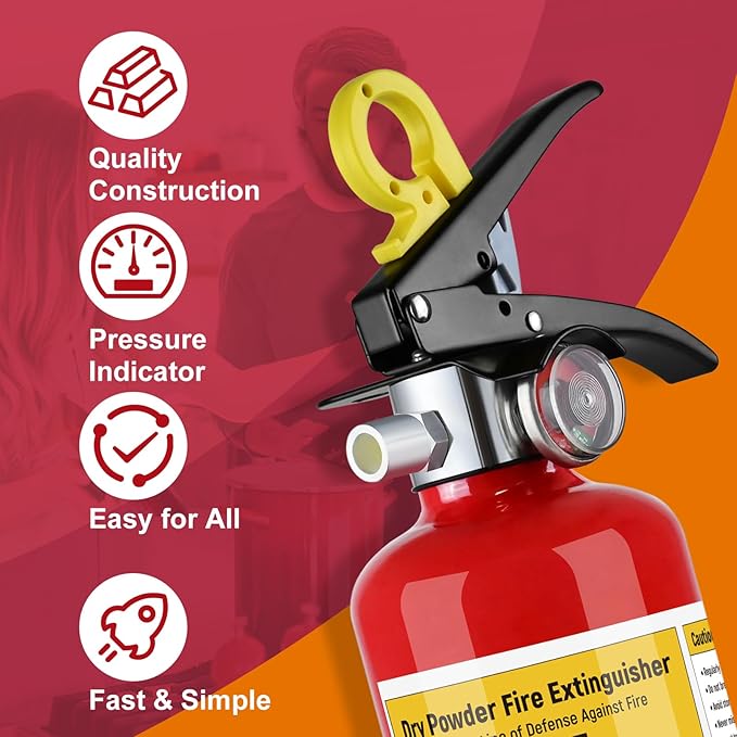 2Pack ABC Fire Extinguisher for Home, 1-A:10-B:C Rated Dry Chemical Extinguisher, Extintor Para Carro Fire Safety Equipment with Quick-Release Handle for Kitchen, Business, Vehicle