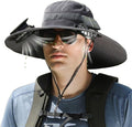 Solar Fan Hat, Wide Brim Sun Cap with 2 Solar Sun Protection Fans, USB and Solar Powered Fan Hat