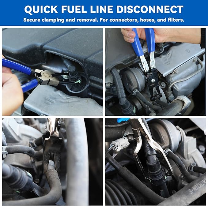 DISEN 13PCS Electrical Disconnect Pliers & Fuel Line Disconnect Tool Set, Automotive Electrical Terminal Connector Separator Removal Tool Kit with Storage Bags, Blue