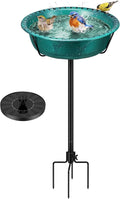 VIVOHOME Bird Bath with Solar Fountain for Outside, Weather-Resistant ABS Birdbath Bowl with Solar Powered Pump, Metal Ground Stake for Outdoor, Garden, 1.45 Gallons, Green