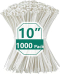 1000PCS 10 inch Black Zip Ties 75LBS Tensile Strength Self-Locking heavy duty UV Resistant Cable Tie Wraps for indoor and outdoor use(White)