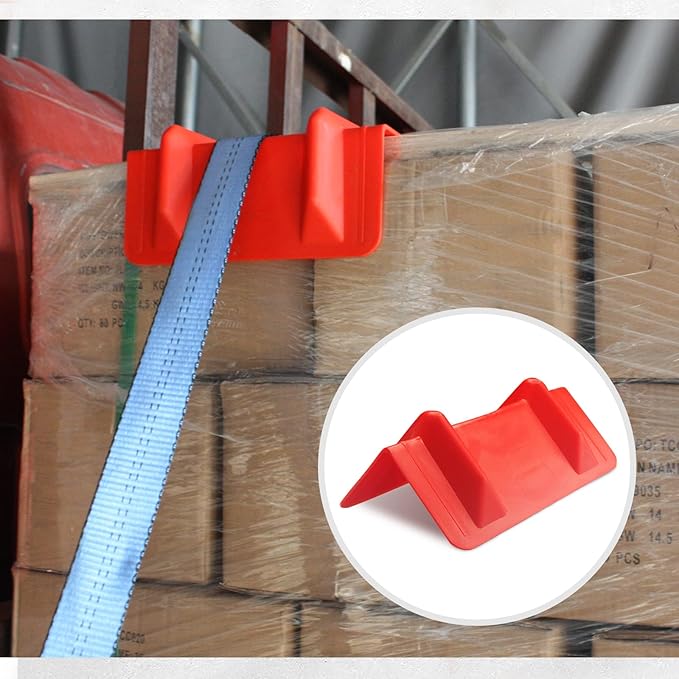 ANLULOAD Flatbed Edge Protector, Edge Corner Tie Down Protector, Flatbed Accessories Plastic Protector，Protects Cargo Edges from Wear and Tear。（RED，30packs） Size:10.55＂x6.25＂x4.56＂