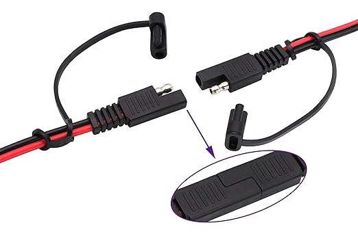 SAE Extension Cable 16 AWG Wire Harness SAE to Battery Alligator Crocodile Clip12V DC Extension Cord with Switch Quick Connect/Disconnect Snap Action Cable(2.4m/7.8ft-Fuseless Box)
