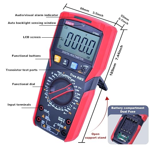 UNI-T UT89X Digital Multimeter Tester, TRMS 6000 Counts AC DC 1000V Multimetro Volt Ohm Meter Automotive Electrical Capacitance Multimeter, Measures Current Temperature NCV Resistance