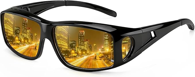 Bio-th Night Driving Glasses Anti Glare, Polarized Night Vision Glasses for Driving, HD Yellow Tint Lens for Rain, Fog & Dark