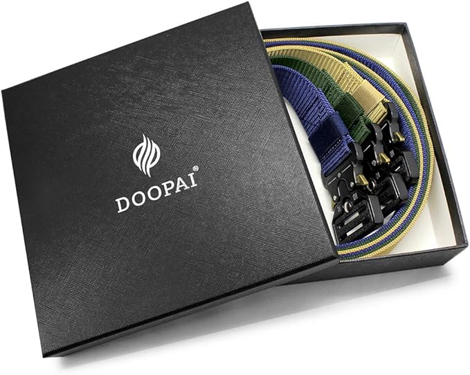 DOOPAI Tactical Belt for Men, 3Pack Military Nylon Web with Heavy Duty Quick Release Metal Buckle
