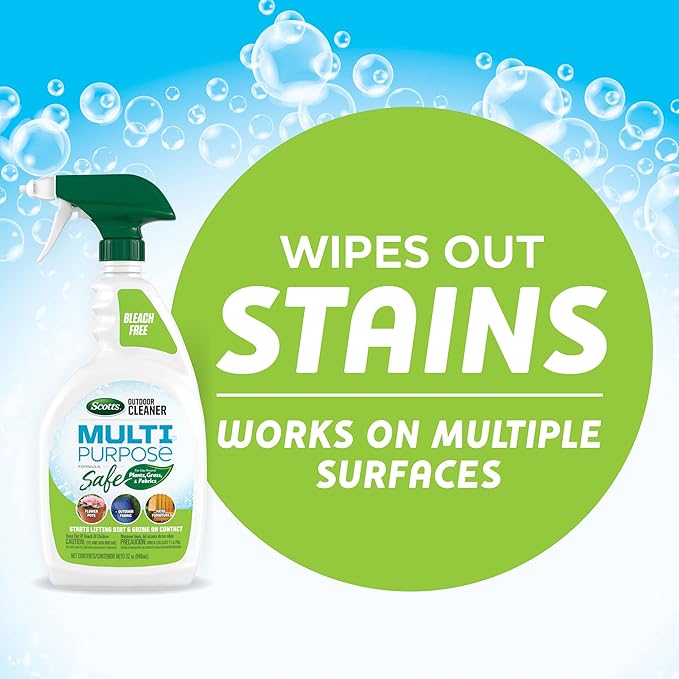 Scotts Outdoor Cleaner Multi Purpose Formula: Ready-to-Use, Bleach-Free, Use on Decks, Siding, Stone and Patio Furniture, 32 oz.