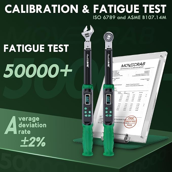 3/8-Inch Digital Torque Wrench with Interchangeable Heads - Precision Adjustable Torque Wrench with Ratchet & Adjustable Open-End Heads, 6.8-135N.m/5-99.6Ft.lb (9×12mm 3/8")