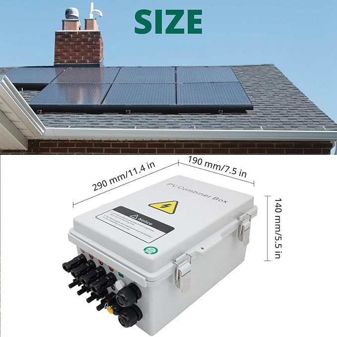 PV Solar Combiner Box with 550V DC Breaker, Enhanced Lightning Protection, and 15A Fuse - Engineered for Reliable Grid-Tied and Off-Grid Applications