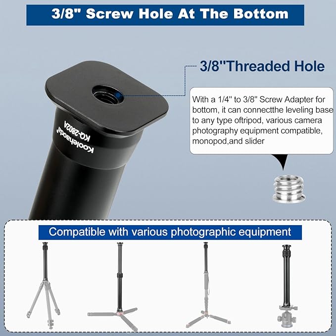 Koolehaoda Tripod Extension Pole, 2-Section Aluminum Center Column Extender Rod Telescopic Stick Monopod with Arca Port for Tripod/Ball Head/Gimbal/Camera, Max Load 33lb