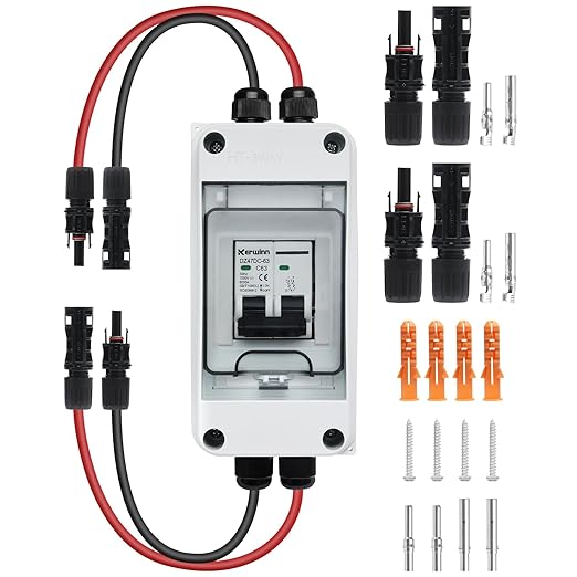 Solar Panel Disconnect Switch,60A 1000V Miniature Circuit Breaker Box IP65 Waterproof AC/DC Disconnect Box for photovoltaic Solar Panel Grid-Connected Off-Grid System Home