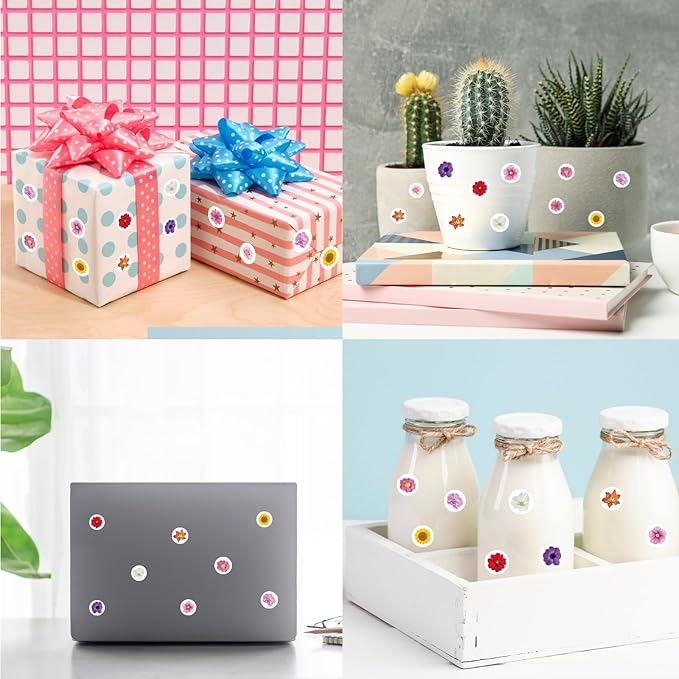 2400 Pcs Small Stickers for Kids,Pink and Purple Mini Flower Stickers,10 Cute Designs Adhesive Sticker for Party Envelopes Scrapbook Gifts DIY Supplies,0.5in（Flower）