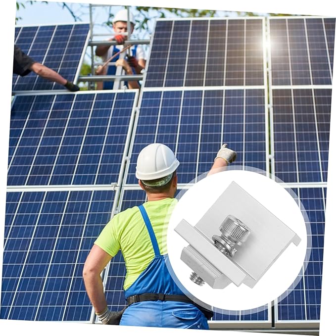 12Pcs Solar Panel Clamp Durable Metal Bracket Clips for Secure Solar Mounting Versatile Design for Various Solar Systems Weather Resistant