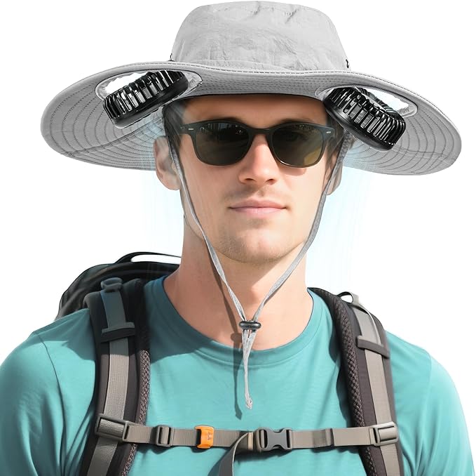 AMACOOL Bucket Hat Fan, Gifts for Him Father Dad Husband, Fishing Essentials for Men Women Camping Hiking Beach Gardening