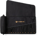 Wrench Roll, Wrench Roll Up Pouch, 12-Pocket Heavy Duty Canvas Wrench Organizer Bag for Metric Combination Wrenches, Portable Tool Roll Bag, Gifts for Men for Christmas (Black, 12+1 Metric)