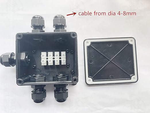 Junction Box Waterproof ,Outdoor Junction Box, Waterproof Electrical Junction Box, IP68, 3way, 4 Way, 5 Way Black (Black 5 Way)