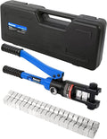AMZCNC Hydraulic Wire Crimper Battery Lug Terminal Cable Crimping Tool, Crimps 10 AWG to 4/0 AWG, Cable Crimping Tool with 10 Pairs of Dies 12 Ton