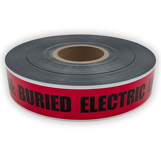 ACE Supply Buried Electrical Line Caution Tape - Detectable Underground Tape - 2 Inch x 1000 Ft Length, 5 Mil - Buried Electrical Tape Used for Utility Marking Tape