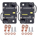 2-Pack 30 Amp Circuit Breaker with Manual Reset, DC 12V - 48V Circuit Protector for Marine Trolling Motor Car Amplifier RV Solar Truck ATV Inverter, Waterproof Surface-Mount Inline Fuse Holder