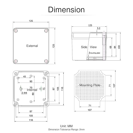 QILIPSU Outdoor Junction Box IP67 Waterproof Project Box ABS Plastic Weatherproof Electrical Enclosure Gray Cover (4.9"x4.9"x3.9")